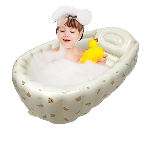 Aufblasbare Badewanne für Kleinkinder – rutschfestes Kinderbad, Mini-Luftschwimmbecken | Auslaufsicherer Kleinkinderpool mit Rückenstütze, faltbare Swiftly-Reiseduschwanne für Babys, 32 x 21 x 8 cm