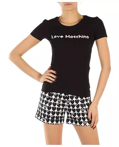 Love Moschino Women's Tight-fit Short-Sleeved T-Shirt, Black, 42