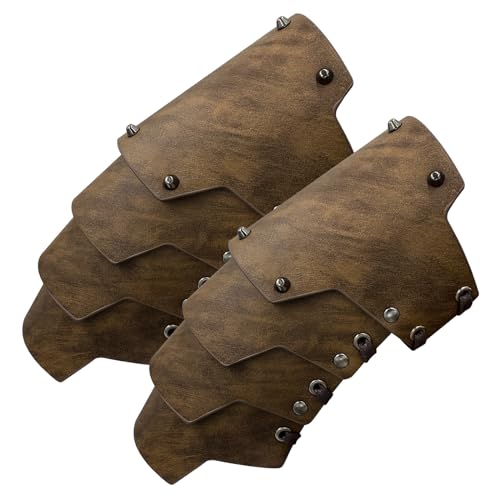 MDFCZXP Mittelalter Punk Armschutz Retro Kunstleder Armschiene Cosplay Kostüm Requisiten Unterarm Manschette Rüstung Handschuh Armband für Frauen und Männer,B,24cm