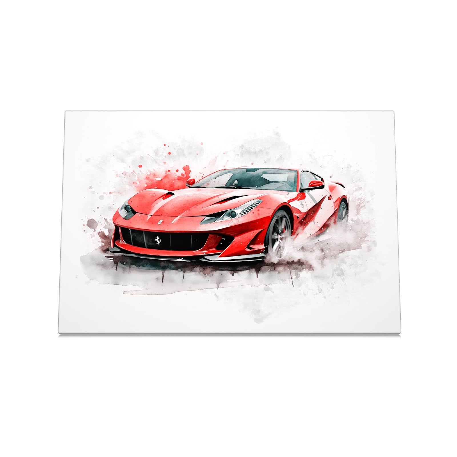 CanvasArts Watercolor Sketch Aquarell für Ferrari F12 - Leinwand Bild - Auto Artwork Modern Art Wandbild (80 x 60 cm, Leinwand auf Keilrahmen, Ferrari F12)