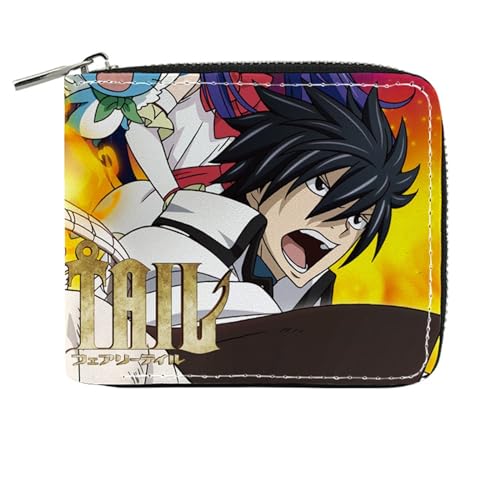 RYNDEX FAI-ry TA-il Geldtasche Anime, PU-Leder Münzbörsen mit Reißverschluss, Mädchen Geldtasche mit Münzfach und Geldscheinfach(Color:Multicolor 8)