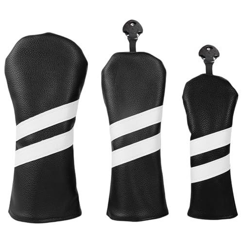 3Pcs Streifen Muster Fahrer Headcover PU Leder Club Head Club Headcover Für Fahrer Und Holz