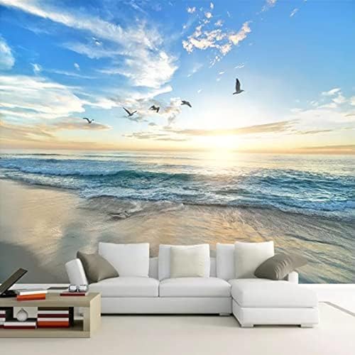 XLMING Strand Möwen Meereslandschaft Natur Landschaften 3D Tapete Wohnzimmer Sofa Schlafzimmer Esszimmer Home Dekoration Wand-430cm×300cm