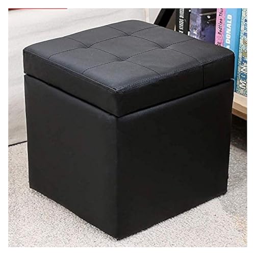 RAABYU Cube Kunstleder Lagerung Fuß Hocker Pouf Sitzbank, mit Scharnier Top Organizer Box Pouf Brust Einzel