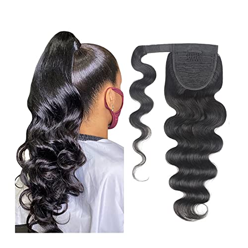 Pferdeschwanz Haarteil Extensions Wrap-Around-Pferdeschwanz mit magischer Paste, brasilianisches Remy-Echthaar, Pferdeschwanz, Clip-in-Haarverlängerungen, 20,3–61 cm, gewelltes Pferdeschwanz-Echthaar