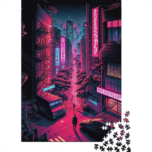 Schwieriges, anspruchsvolles Puzzle, 1000 Teile, Tokyo Neon, Japanisches Holzpuzzle für Erwachsene und Teenager, Puzzle, praktisches Spiel, Familiendekoration, 75 x 50 cm