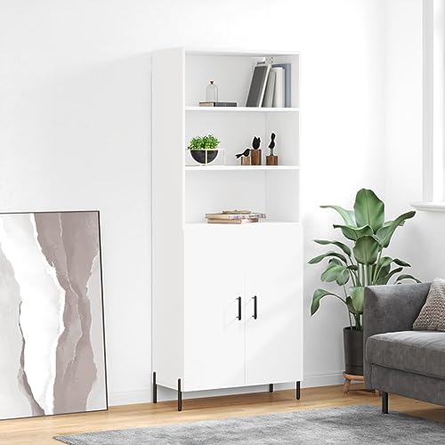 Highboard Weiß 69,5x34x180 cm Holzwerkstoff,Elegantes Highboard aus Holzwerkstoff mit großzügigem Stauraum perfekt für Ihr Wohnzimmer