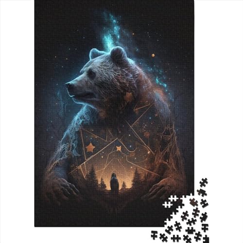 Bären im Dunkeln - Holzpuzzle für Erwachsene und Jugendliche von Difficult Challenging Puzzles, 1000 Teile, pädagogisches Stressabbau-Spielzeugpuzzle, 29,53 x 19,69 Zoll