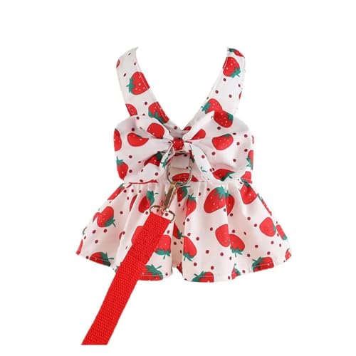 Süßes Hundekleid für den Sommer, Outdoor-Aktivitäten und Leine, Set mit Schleife, Dekoration, Haustier-Katze, Prinzessinnenkleid für den Frühling (Rot, XL)