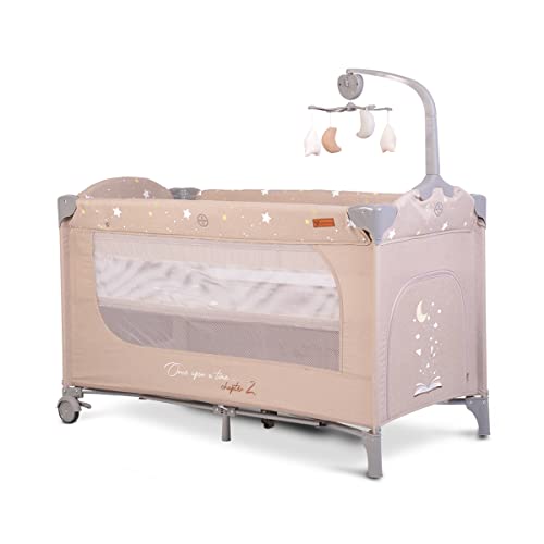 Cangaroo Reisebett Once upon a time, 2 Ebenen, Seiteneingang, Matratze, Mobile, Farbe:beige