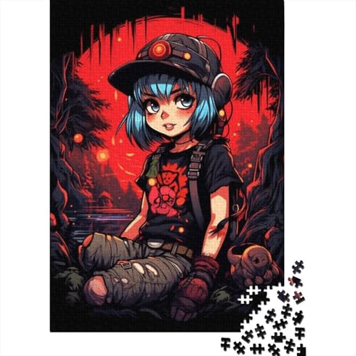 1000-teiliges Puzzle für Erwachsene und Teenager, rotes Mädchen, Holzpuzzle für Erwachsene und Teenager von Game Toys für Erwachsene, Familienpuzzle, Geschenk, 75 x 50 cm