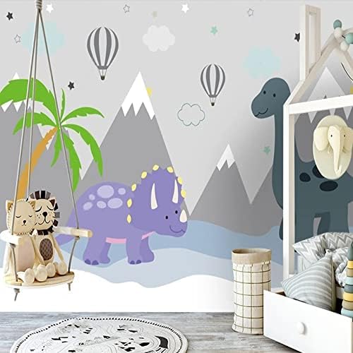 XLMING Handbemaltes Cartoon Dinosaurier Berg Kinderzimmer 3D Tapete Home Dekoration Wohnzimmer Sofa Schlafzimmer Tv Hintergrund Wand-400cm×280cm