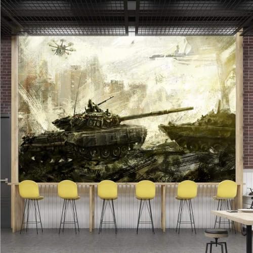 Retro-Tanks 3D Tapete Poster Restaurant Schlafzimmer Wohnzimmer Sofa TV Dekorative Wand-150cm×105cm