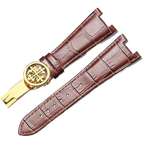 NEYENS Uhrenarmband aus echtem Leder für Patek Philippe 5711 5712G, wasserdicht, schweißfest, konkave Faltschnalle, 25 mm Armband, 25-13mm, Achat