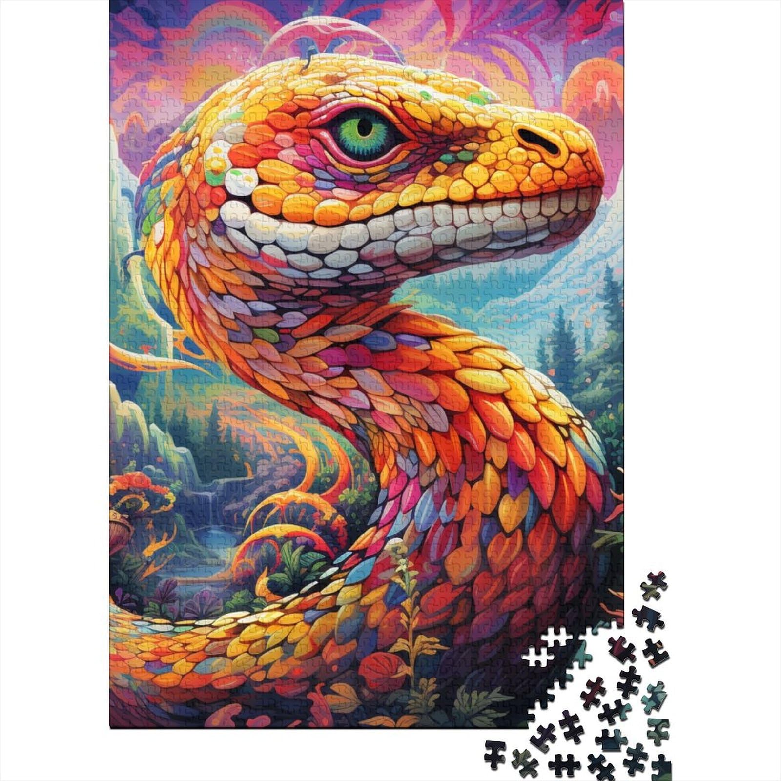 500 große Puzzleteile für Erwachsene. Buntes Schlangen-Kunstpuzzle für Erwachsene und Teenager. Lernspiele. Heimdekorationspuzzle. 20,47x14,96 Zoll