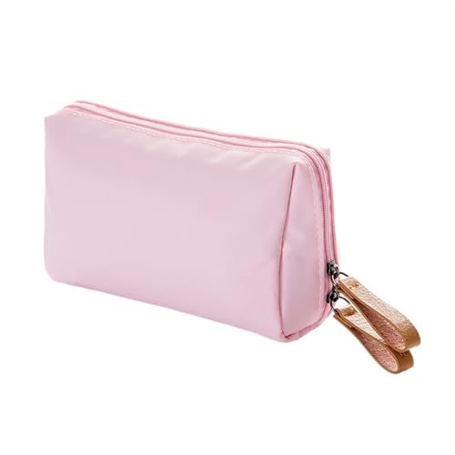 Einfache, einfarbige Kosmetiktasche for Damen, Mini-Make-up-Tasche, tragbare Reise-Kulturtasche, kleine Aufbewahrungstasche mit mehreren Taschen Kosmetiktasche Set(Pink)