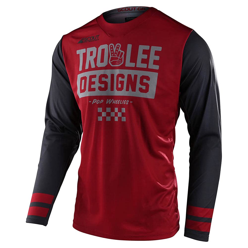 Troy Lee Designs Scout GP Peace & Wheelies Motocross Jersey Rot/Schwarz XXL