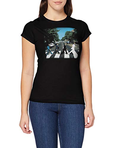 The Beatles Abbey Road Women's Short Sleeve Shirt Gr. 38, Schwarz - Schwarz