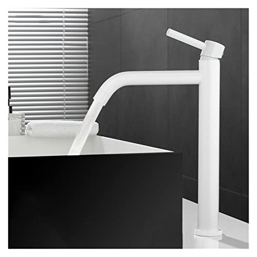 Hoher Waschtisch-Wasserhahn, schmaler Deckmontage-Badezimmer-Wasserhahn, Warm- und Kalt-Mischbatterie, Badezimmer-Wasserhahn, Waschtisch, Waschbecken, Kranhahn(White Curved)