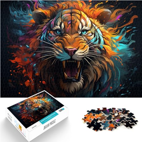 Puzzles, farbenfrohe, künstlerische Tiger-Puzzles, 1000 Teile, Holzpuzzle, Spaß für zu Hause, Aktivitäten, Geburtstagsgeschenk, Reisegeschenke, 1000 Stück (50 x 75 cm)