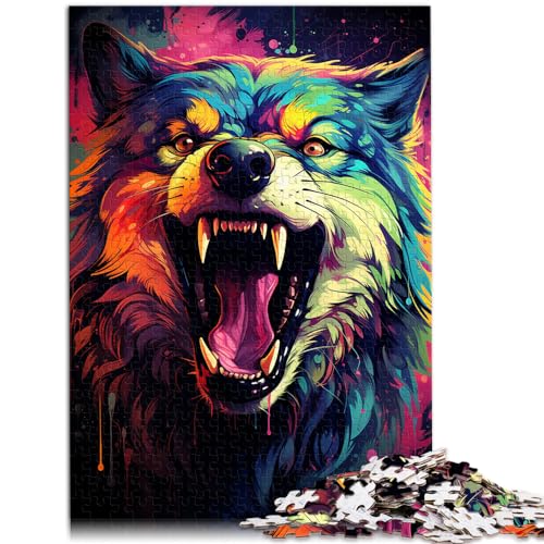 Puzzlespiele, Farbmalerei, Wolf, Puzzles für Erwachsene, 1000-teiliges Holzpuzzle, schwierige und schwere Puzzles für Frauen und Männer, 1000 Teile (50 x 75 cm)