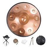 9 10 12 Noten Handpan Drum Instrument, 22 Zoll Handpan Drum In D Minor, 432 Hz Stahlhandtrommel Mit Soft Handpan Bag, 2 Handpan Mallets, Handpan Stand, Für Klangheilung Persönliche Meditation