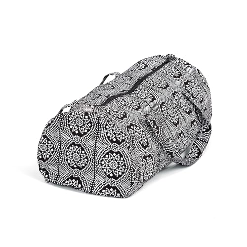 Hot Yoga Bag, Maharaja Collection, schwarz-weiß mit Bandhani Print, Yogatasche aus Baumwolle mit wasserfestem Innenfutter, Sport-Tasche mit Naßfach