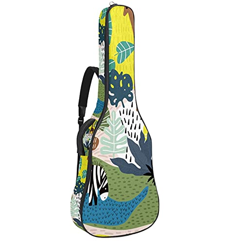 Akustikgitarre Tasche Dicke Polsterung Wasserdicht Dual Verstellbarer Schultergurt Gitarrenkoffer Gig Bag, Palm Zebra Giraffe