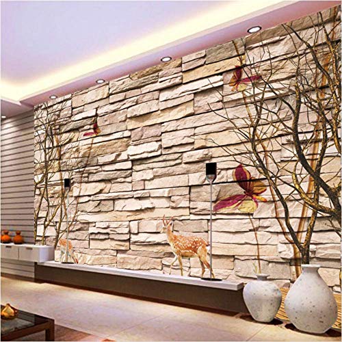 XLMING Mauerwerk Wald Kunst 3D Tapeten Home Esszimmer Sofa Schlafzimmer Wohnzimmer TV Hintergrund-430cm×300cm