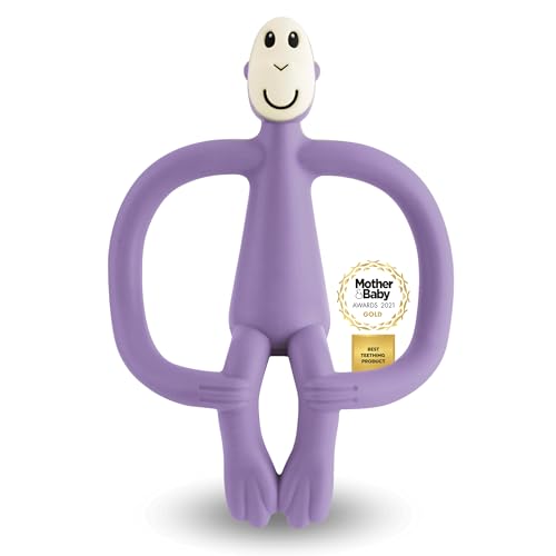 Matchstick Monkey - Beißring Affe Original - Baby Zahnungshilfe - weiche Noppen massieren wundes Zahnfleisch - Silikon BPA-frei - Greifling für Zahnen - ab 3 Monaten - lila