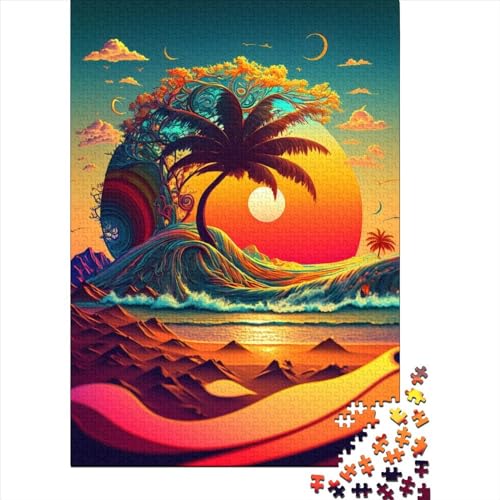 500 große Teile Puzzle für Erwachsene, Psychedelic Shoreline, Holzpuzzle, Puzzle für Erwachsene, Teenager, Künstlersammlung, bildende Kunst, 52 x 38 cm