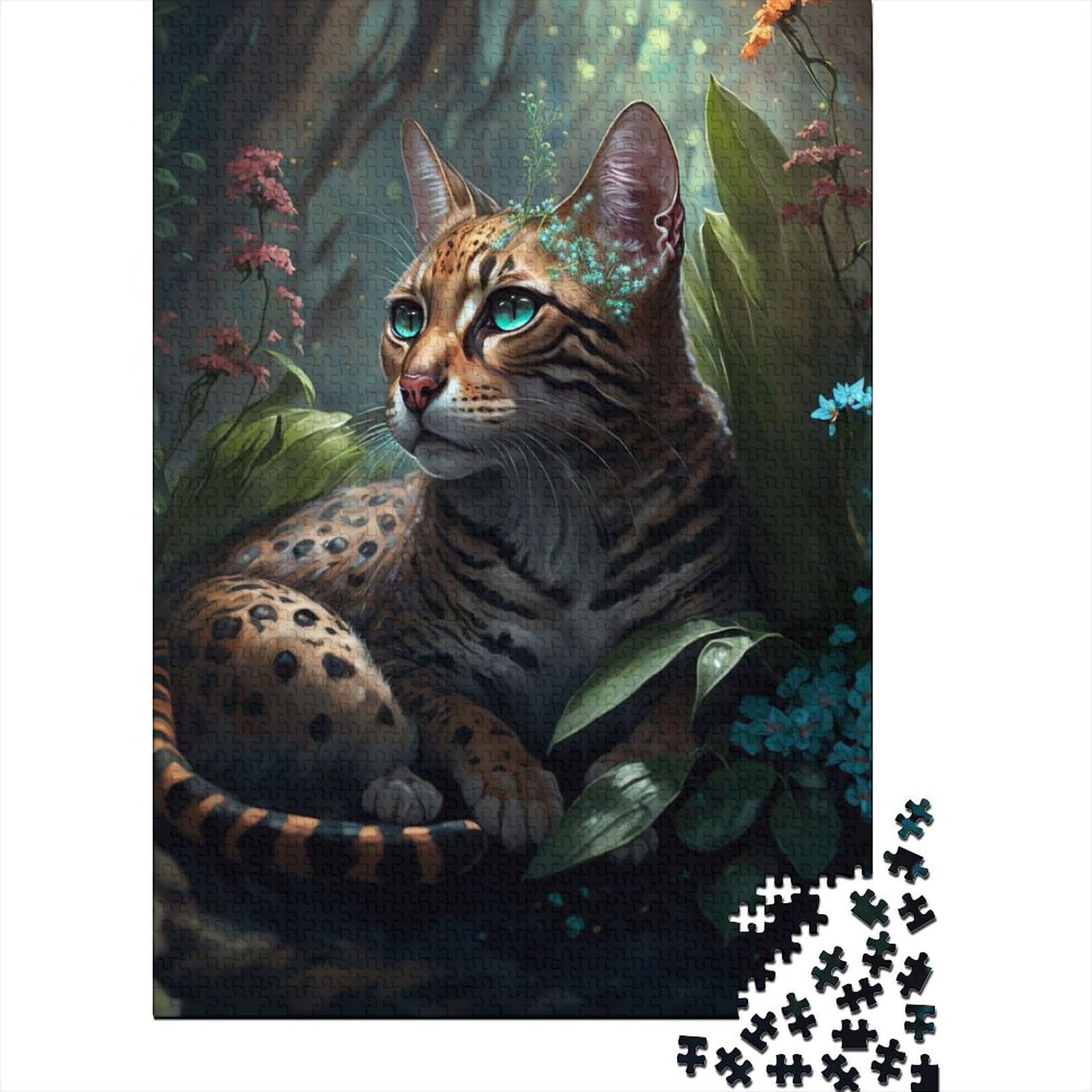 1000 Teile für Erwachsene Schwierige Puzzles Dschungel Bengalkatze für Erwachsene Puzzles 1000 Teile Puzzles für Erwachsene Geschenke (Size : 75x50cm)