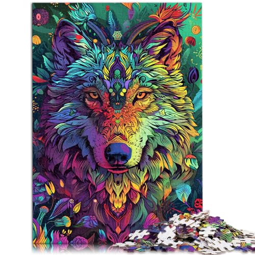 Puzzlespiel „Psychedelischer bunter Sternenwolf“ mit 1000 Teilen für Erwachsene. Holzpuzzle ganze Familie. 1000 Teile (50 x 75 cm)