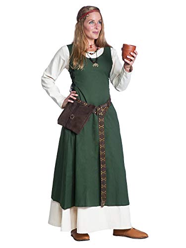 Andracor - Ärmelloses Mittelalter Kleid mit seitlicher Schnürung - Selene - Farbe: Grün - Größe: XXL - Individuell einsetzbar für LARP, Mittelalter, Fantasy & Cosplay