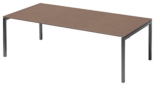 BISLEY Cito Chefarbeitsplatz/Konferenztisch, 740 mm höhenfixes U, H 19 x B 2400 x T 1200 mm, Metall, Wn334 Dekor Nußbaum, Gestell Anthrazitgrau, 120 x 240 x 85 cm