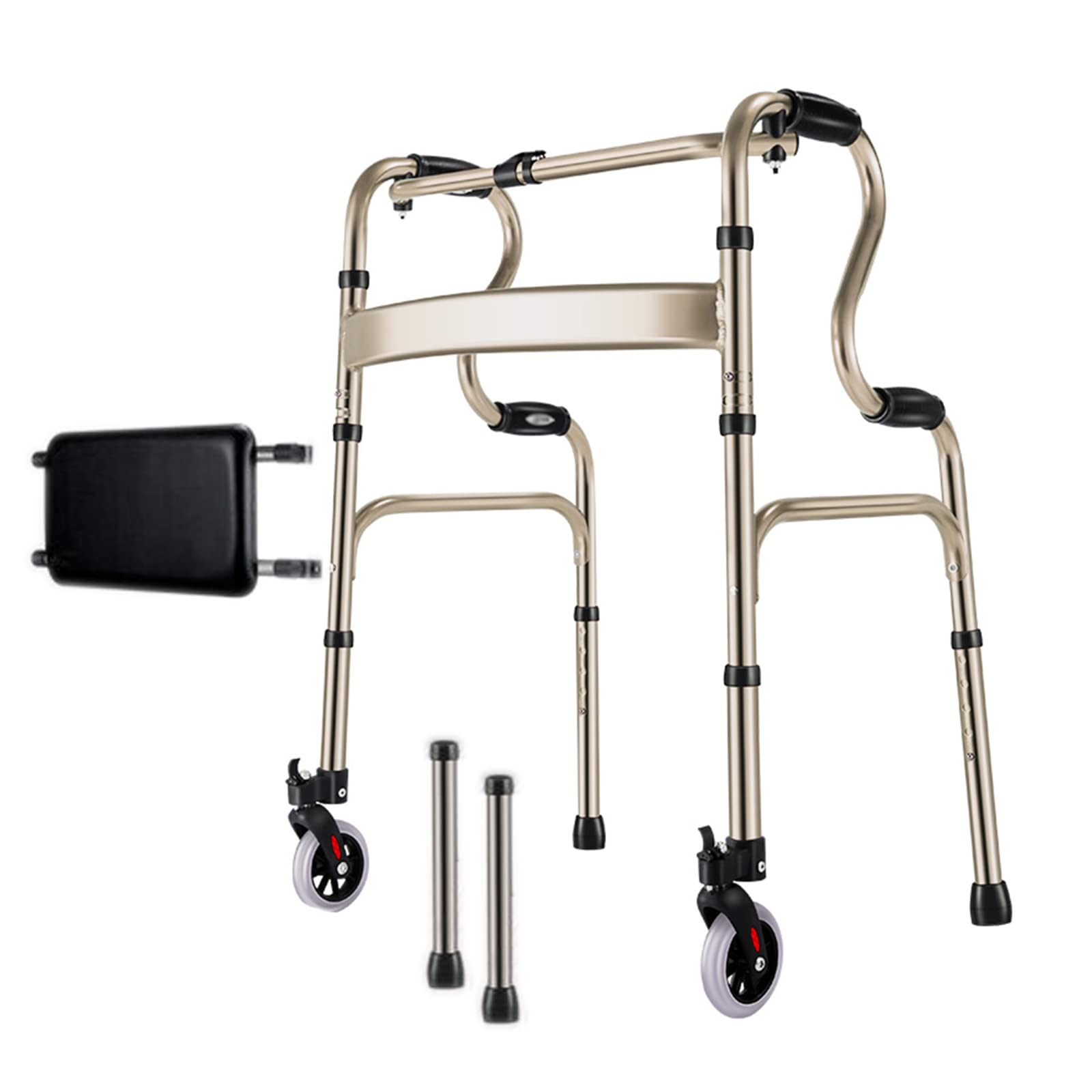 Rollator für Senioren, Gehhilfe, für Senioren, breit, Erwachsene, ältere Menschen, Gehhilfen für Treppen, drinnen und draußen, verstellbar, leicht, tragbar, faltbar, Mobilitätshilfe für Handicap mit