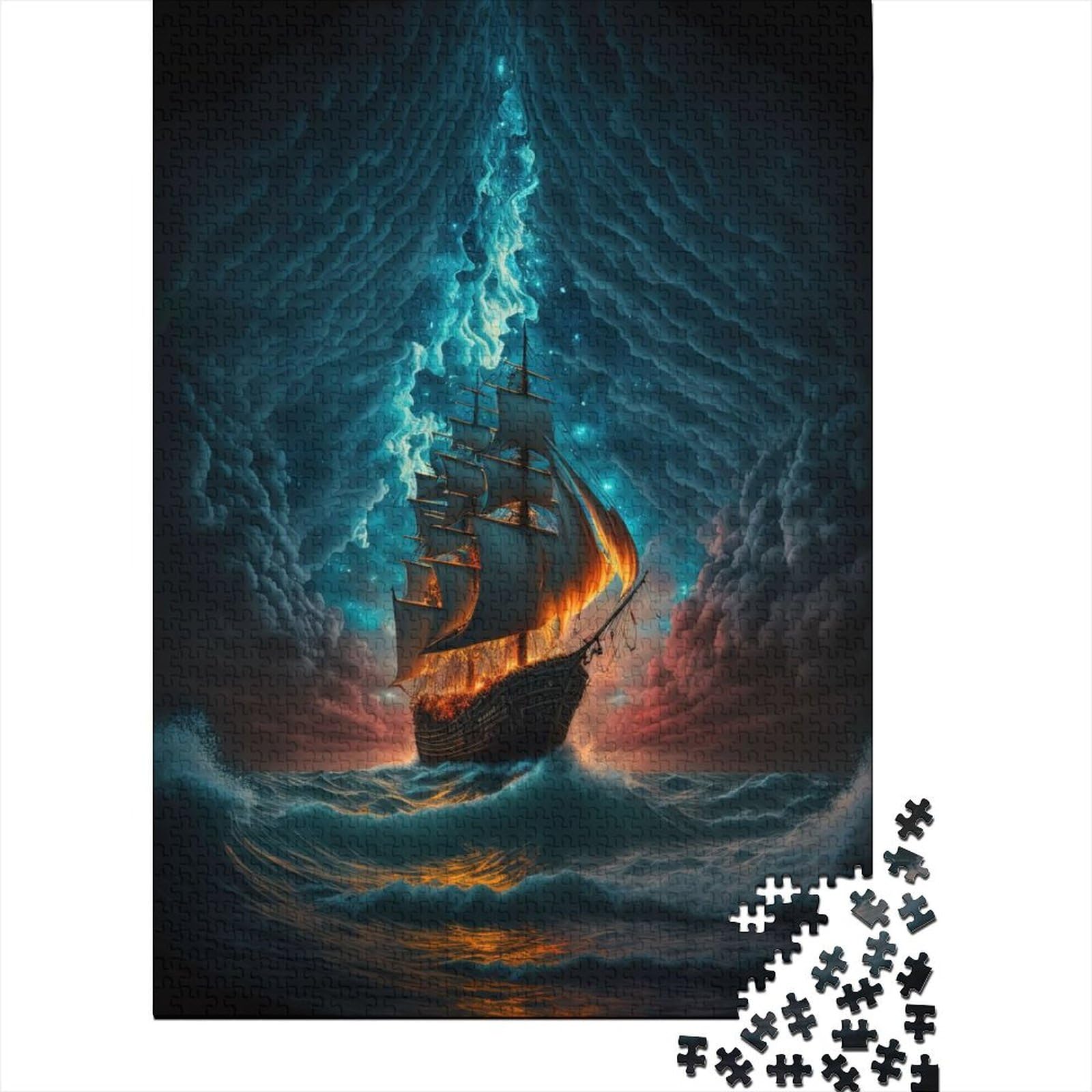 1000 Teile für Erwachsene Schwierige Puzzles Boot Mond Nacht Lustige Puzzles für Erwachsene 1000 Teile Lernpuzzle (Size : 75x50cm)