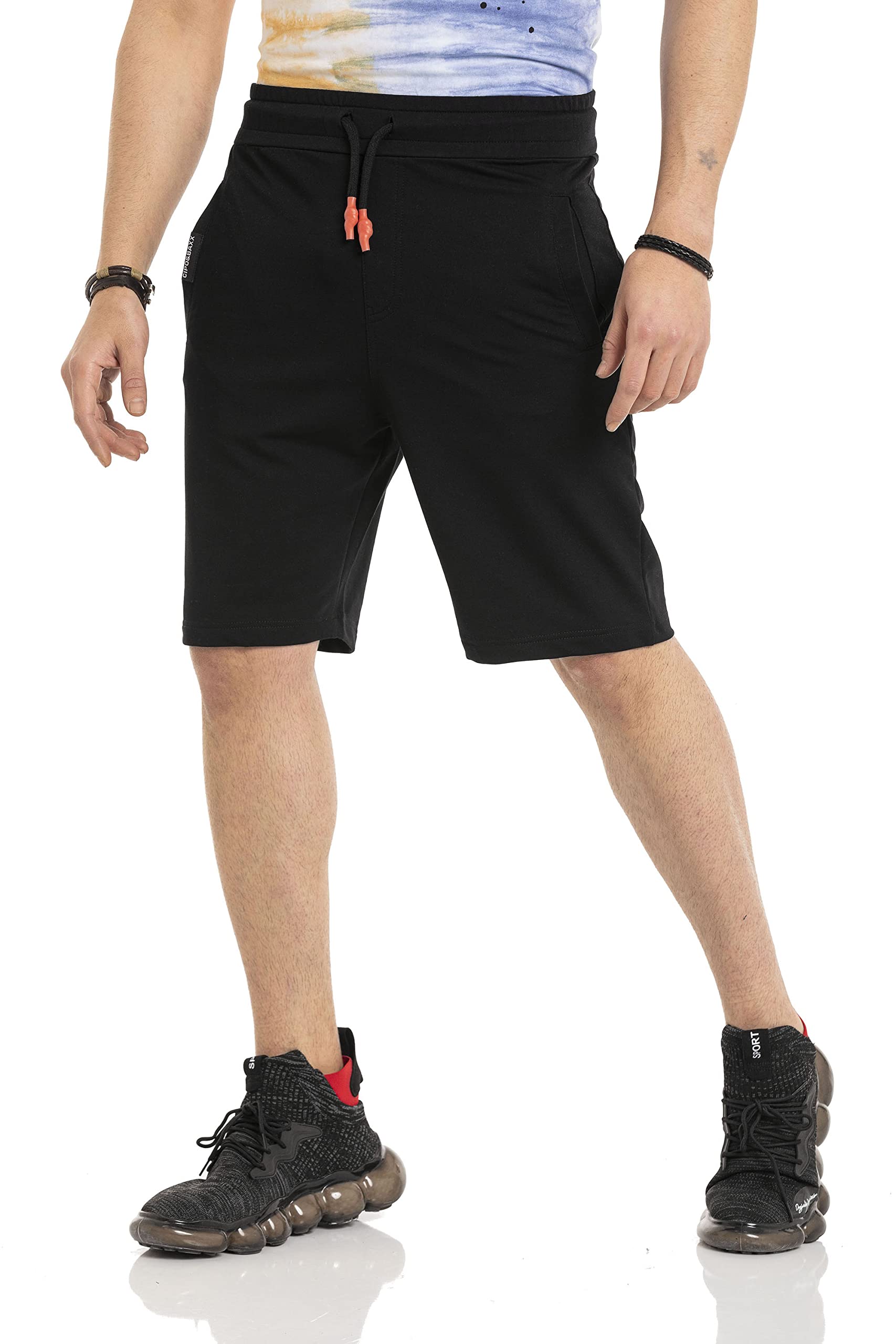 Cipo & Baxx Herren Shorts Kurze Hose Sweat-Pants Bermuda Capri Freizeithose CK271 Schwarz M