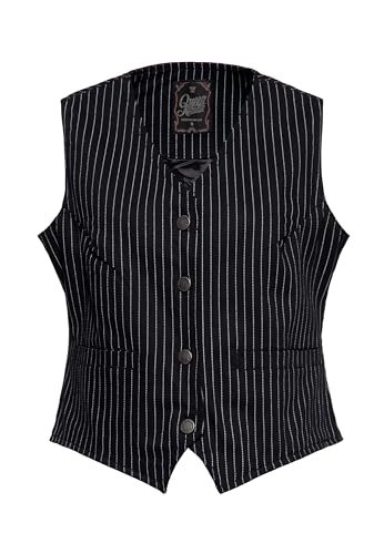 Queen Kerosin Damen Weste | Gilet | 20S | 30S | 40S | 50S | Rockabilly | Rockabella | Swing | Damen| Tanzweste | Rock'n'roll | Elastan | Vintage | Retro | Pinstripe