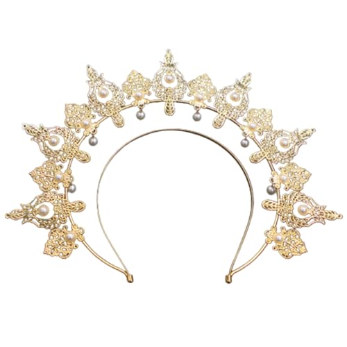 Bottone HaloCrown Stirnband für Damen, VirginMary Hochzeits-Stirnband, Sonnengöttin, Diadem, Kopfschmuck, Party-Haardekoration