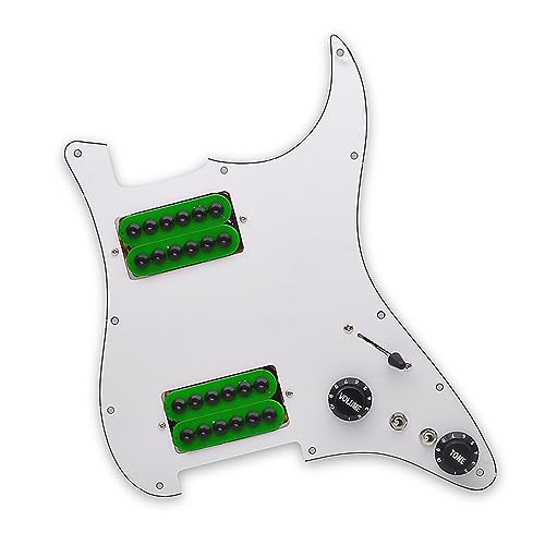 Loaded Prewired Scratchplate Two Humbucker Coil Splitting HH Guitar Pickguard Schlagbrett Für E-Gitarre (Color : Green Pickup)