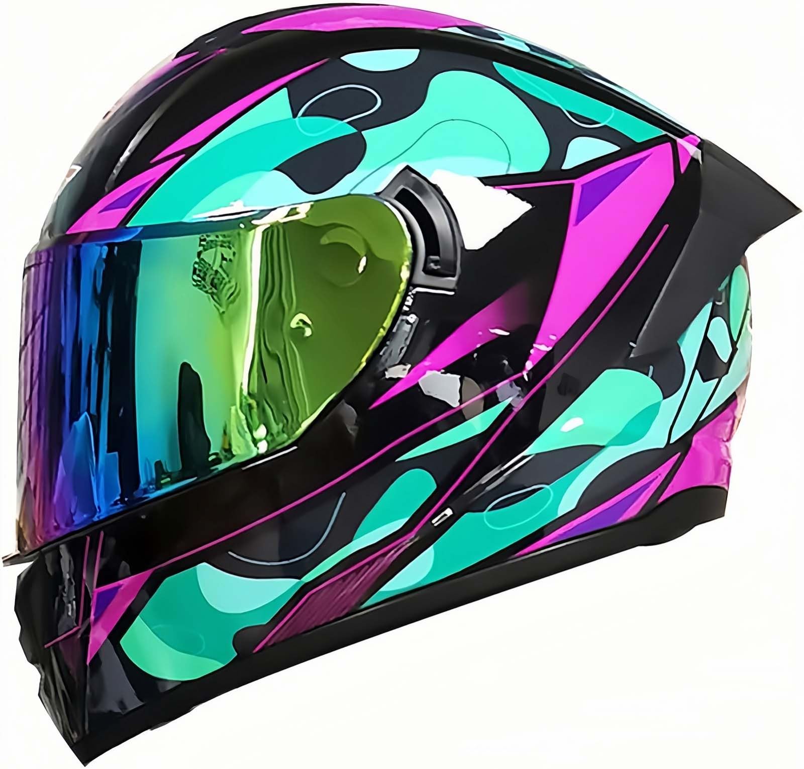 Integral-Motorradhelm Mit Doppeltem Antibeschlag-Visier, DOT/ECE-Zugelassener Integral-Motorradhelm Für Männer, Frauen, Erwachsene E,L59~60CM