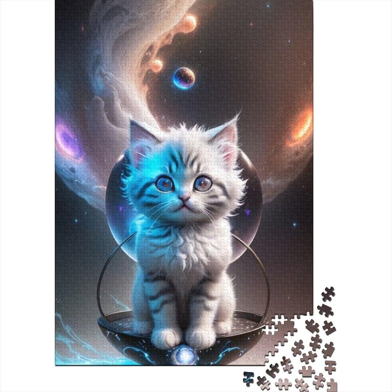 Fantasy-Katzen-Puzzle, lustiges 1000-teiliges Puzzle für Erwachsene, 1000-teiliges Puzzle für Erwachsene und Teenager, nachhaltiges Puzzle für Erwachsene (Größe 75 x 50 cm)