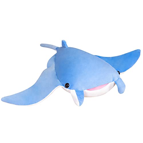 Simulation Mantarochen-Plüschtier, Teufelsrochen-Plüschpuppe, Meereslimulus-Tiere, Gefleckter Adlerrochen, Teufelsfisch-Plüschspielzeug, Tiefseetiere, Mädchenspielzeug, Geschenke For Kinder, Baby(Blue