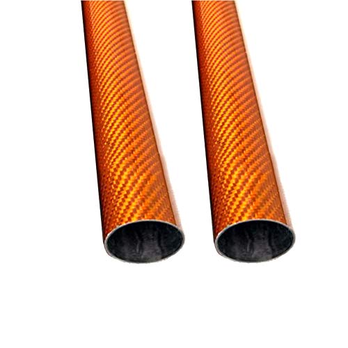 SOFIALXC CFK Orange Kohlefaser Rohr Carbon Rohr gewickelt für Quadcopter Rc Flugzeuge Glatte Oberfläche(2 Stück)- 30X28X500mm