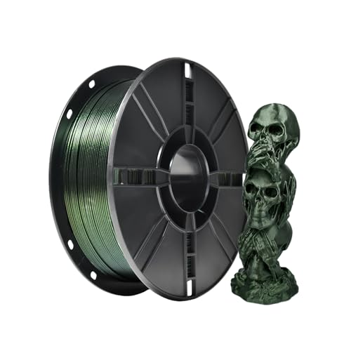 iBOSS PLA Farbwechsel 3D-Drucker Filament 1,75mm, Chamäleon PLA Filament 1,75 mit Sparkle-Pulver, 1kg Spule (2,2 lbs) für FDM 3D Drucker (Chamäleon Grün+Gold)