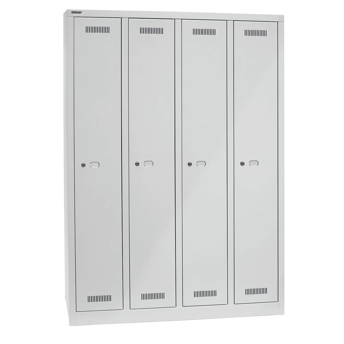 BISLEY MonoBloc Garderobenschrank, 4 Abteile, je 1 Fach, Metall, 645 Lichtgrau, 50 x 118.3 x 170 cm