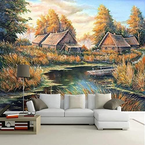 XLMING Rustikale Ländliche Landschaft Ölgemälde 3D Tapete Home Dekoration Wohnzimmer Sofa Schlafzimmer Tv Hintergrund Wand-250cm×170cm