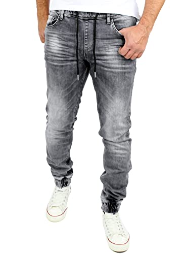 Reslad Jeans Jogginghose Sweathose in Jeansoptik Jeans-Herren Slim Fit Herren-Hose RS-2073 (M, Grau)