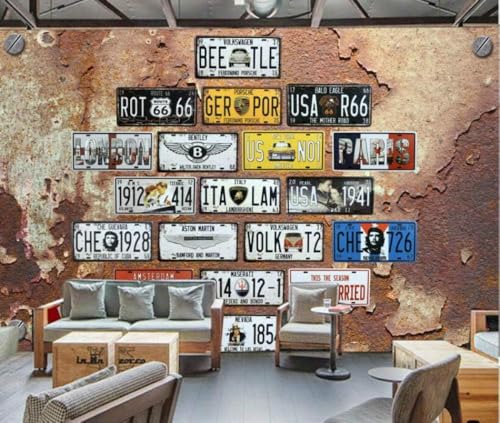 Nostalgie-Wand-Kennzeichenschild 3D Tapete Poster Restaurant Schlafzimmer Wohnzimmer Sofa TV Dekorative Wand-150cm×105cm